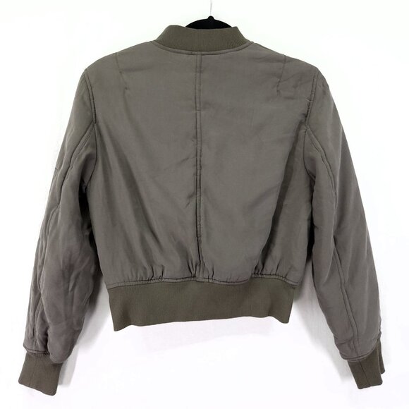 Club Monaco Bomber Jacket Womens Size Small Full Zip Olive Green Pockets - Picture 2 of 11